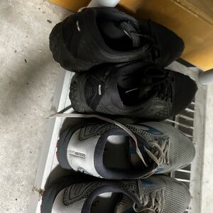 Men, size 14 brooks running shoe
All size 14, 3  pairs total - gray, red & black